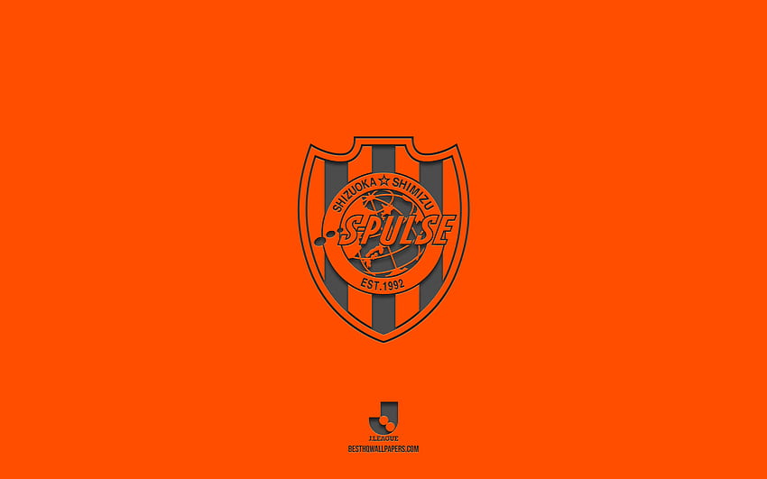 Shimizu S-Pulse, orange background, Japanese football team, Shimizu S-Pulse emblem, J1 League, Japan, football, Shimizu S-Pulse logo HD wallpaper