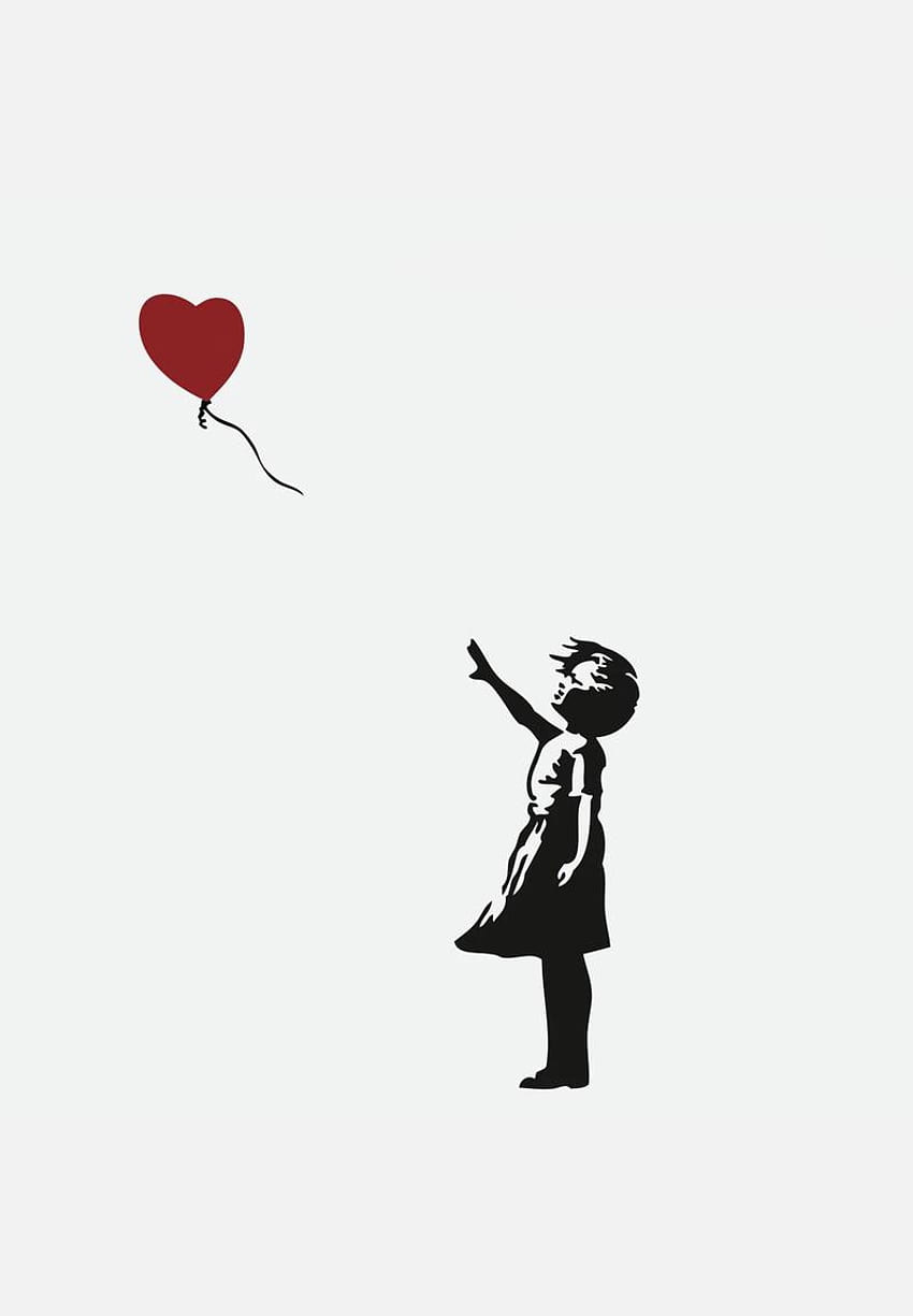 Chica Banksy, globo rojo fondo de pantalla del teléfono