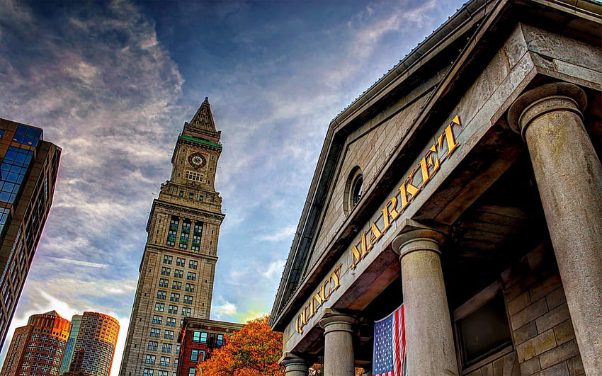 Cities, Sky, Building, Stone, Boston, Quincy Market HD wallpaper