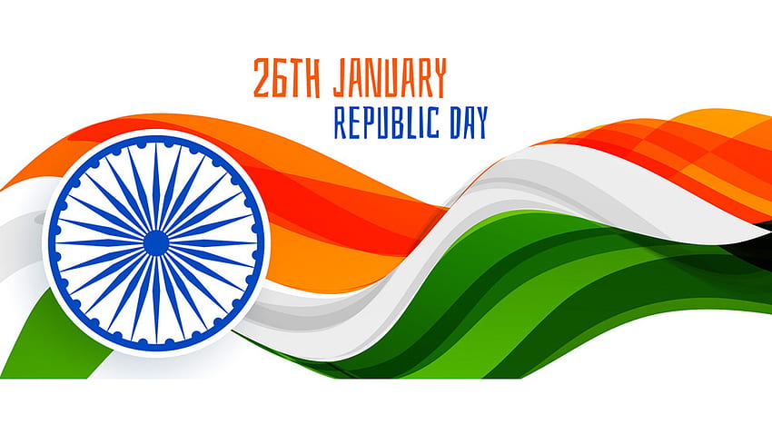 1 月 26 日インド共和国記念日のお祝いクリエイティブ フラグ アート白背景共和国記念日 高画質の壁紙