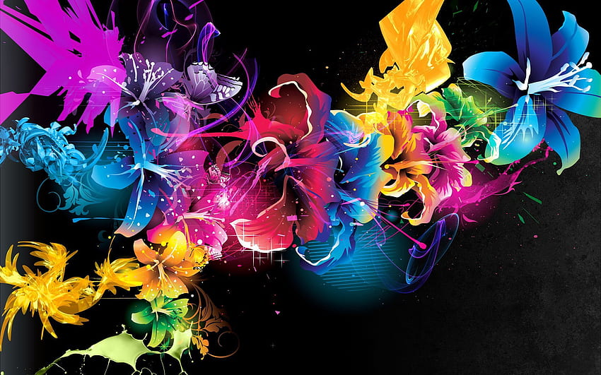 abstrato, flores, fundo, brilhante, multicolorido, heterogêneo papel de parede HD