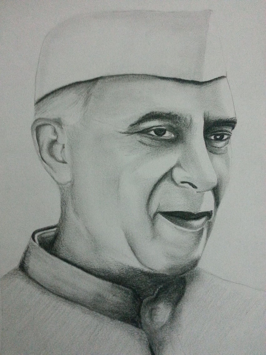 Vintage Jawaharlal Nehru Portrait Painting Drawing Pencil Sketch By  Dilipkumar"2 | eBay