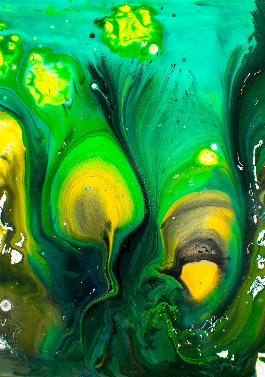 Surface, peinture, gouttes, vert Fond d'écran de téléphone HD