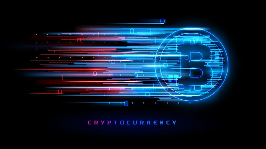 ビットコイン 暗号通貨 ラップトップ フル , , バックグラウンド, そして, ブロックチェーン 高画質の壁紙