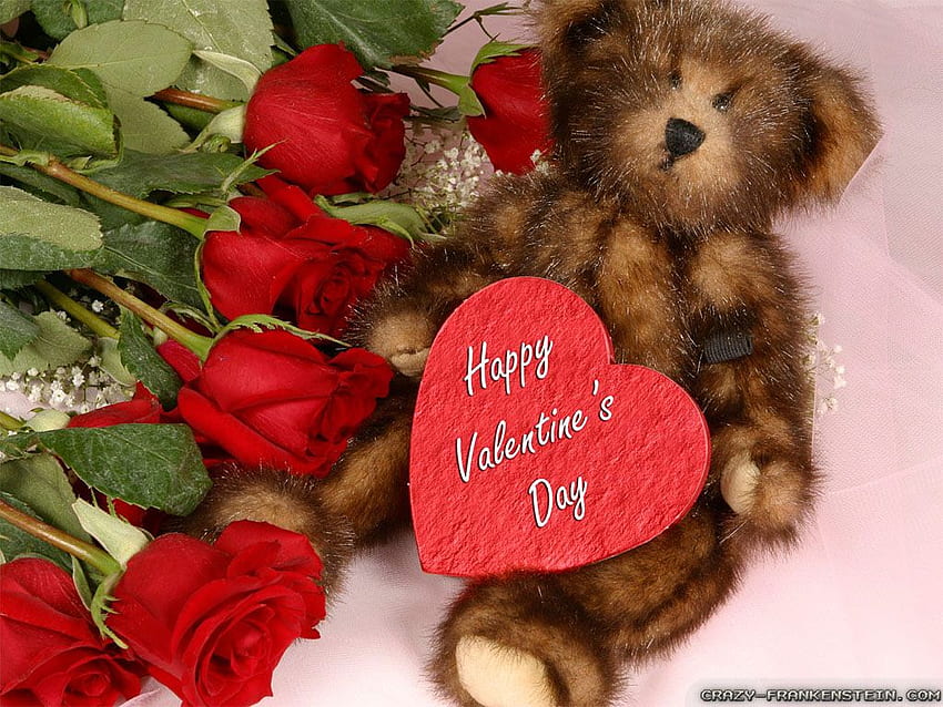 Valentines Day Teddy Bear Roses, Flower Teddy Bear HD wallpaper