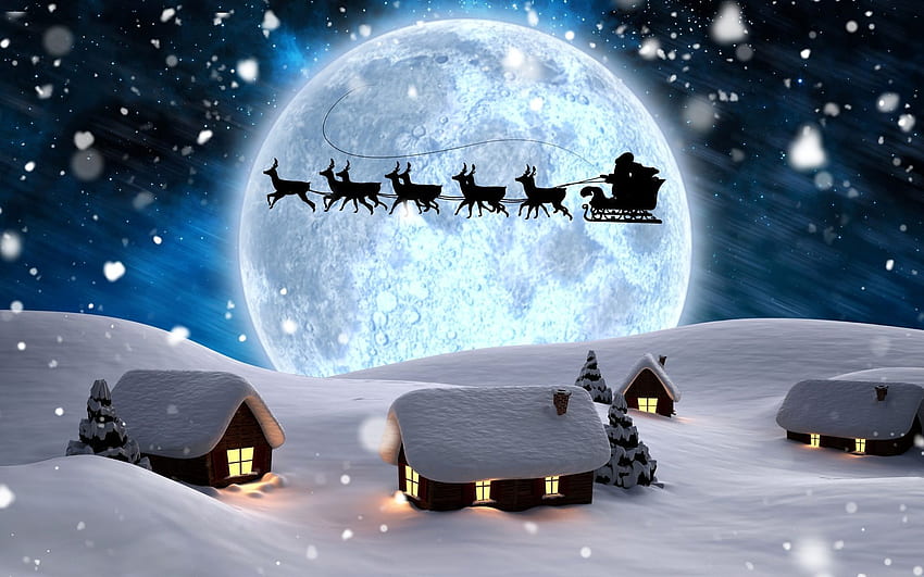 Santa Sleigh and Reindeer HD wallpaper | Pxfuel