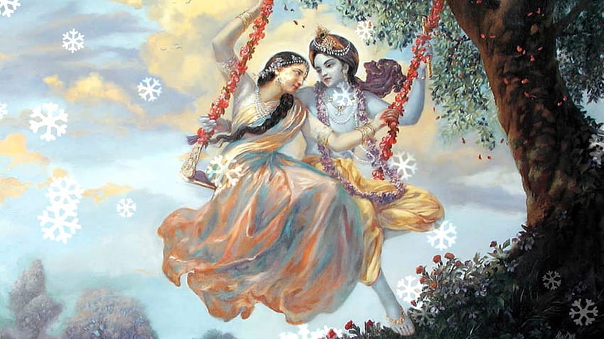 Hare Krishna Mahamantra, Radha Krishna Columpio fondo de pantalla