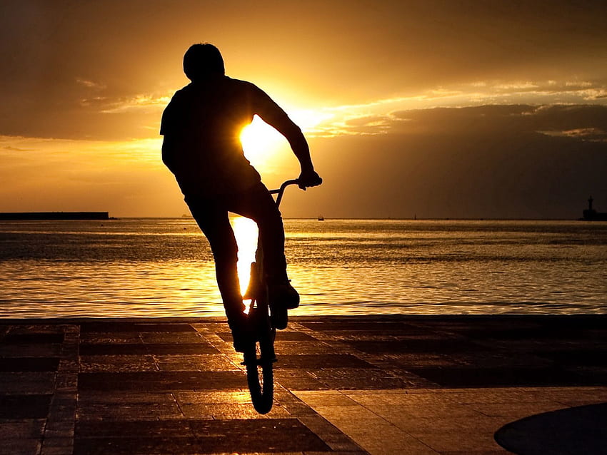 Sport, Sonne, Hüpfen, Springen, Extrem, Radfahrer, Trick, Böschung, Kai HD-Hintergrundbild