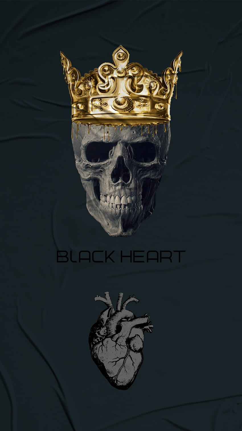 ArtStation - BLACK HEART, Black and Gold Skull HD phone wallpaper