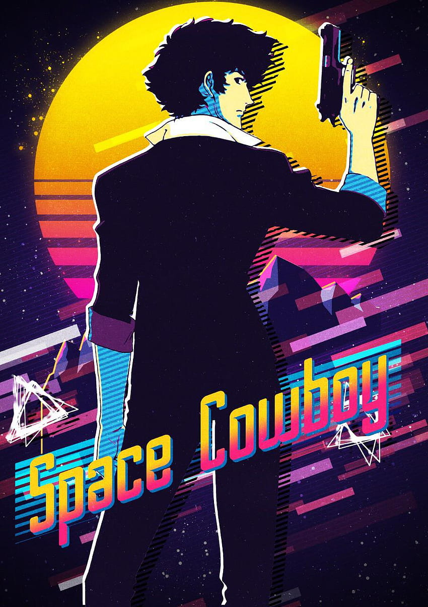 Cartel de Outrun Spike: cowboybebop, estética de Cowboy Bebop fondo de pantalla del teléfono