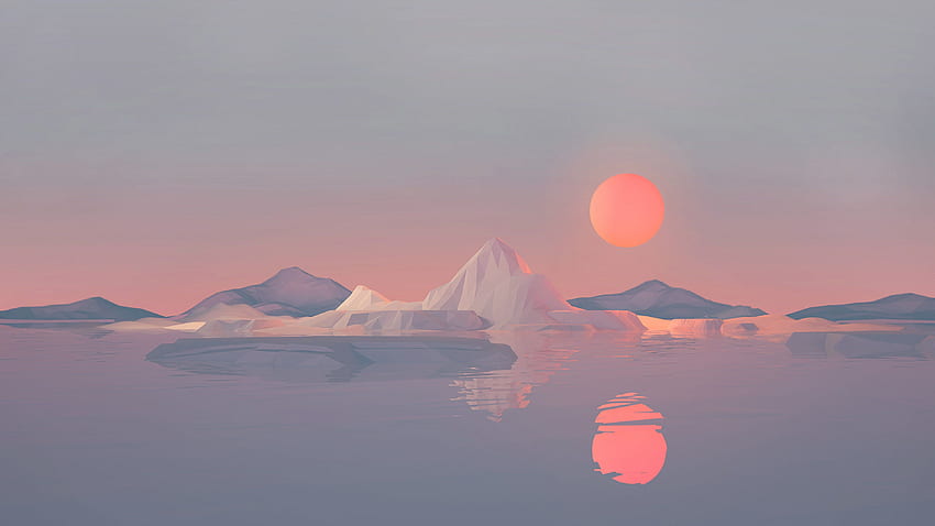 Iceberg Minimalist , Artist , Oeuvre , Digital Art , , Iceberg , Low Poly , Minimalism , Minimalist, Minimalist City Fond d'écran HD