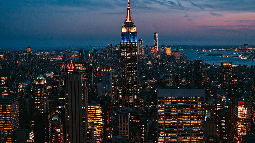 Città notturno, Luci della città, Grattacielo, Nuovo - Luci di New York, Luci Computer portatile Sfondo HD
