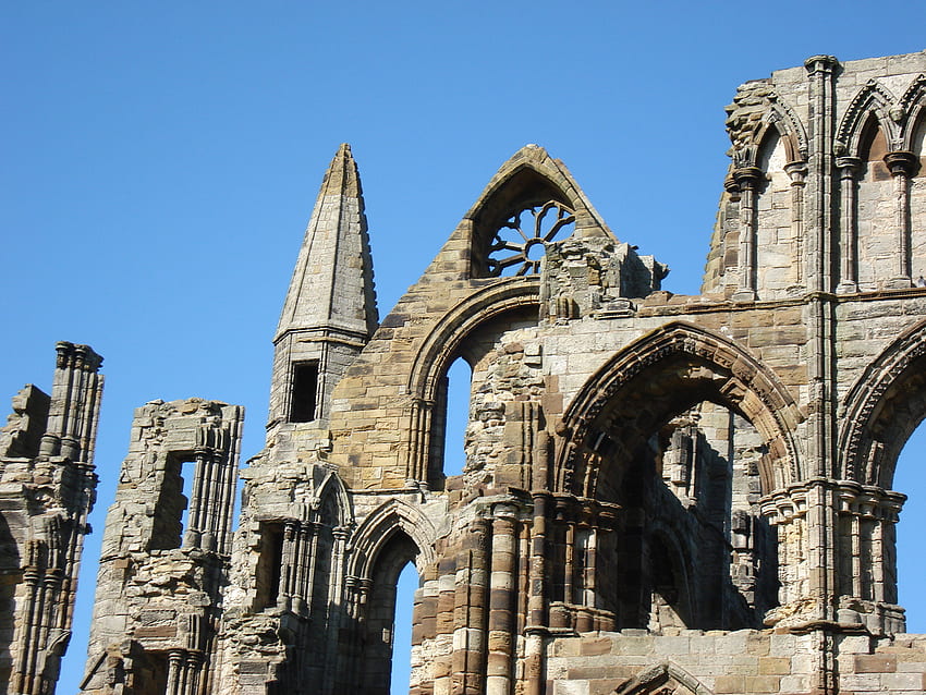 ruine de l'abbaye gothique, se ruiner, une abbaye, whitby, historique Fond d'écran HD