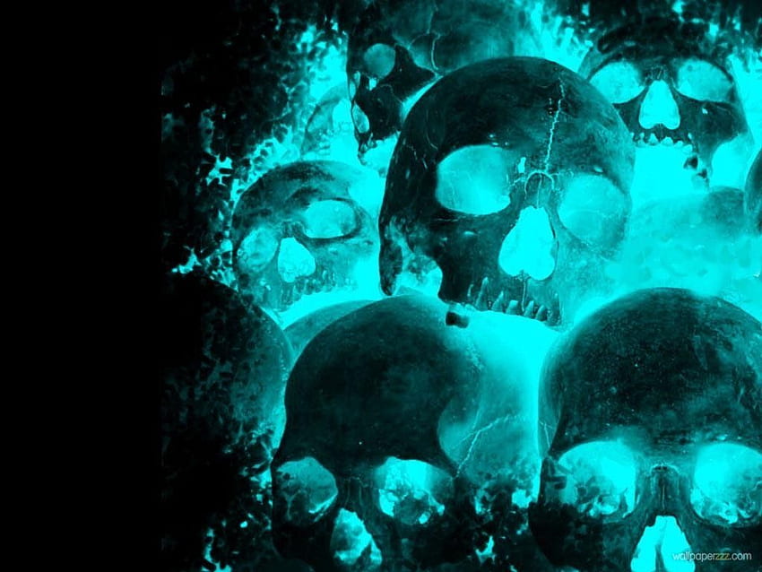 Blue Skulls - Neon Cool Background - - HD wallpaper