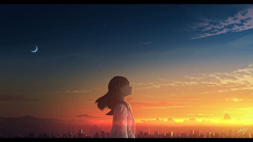 gadis, santai, luar ruangan, anime, , , latar belakang, 1abc3D Wallpaper HD