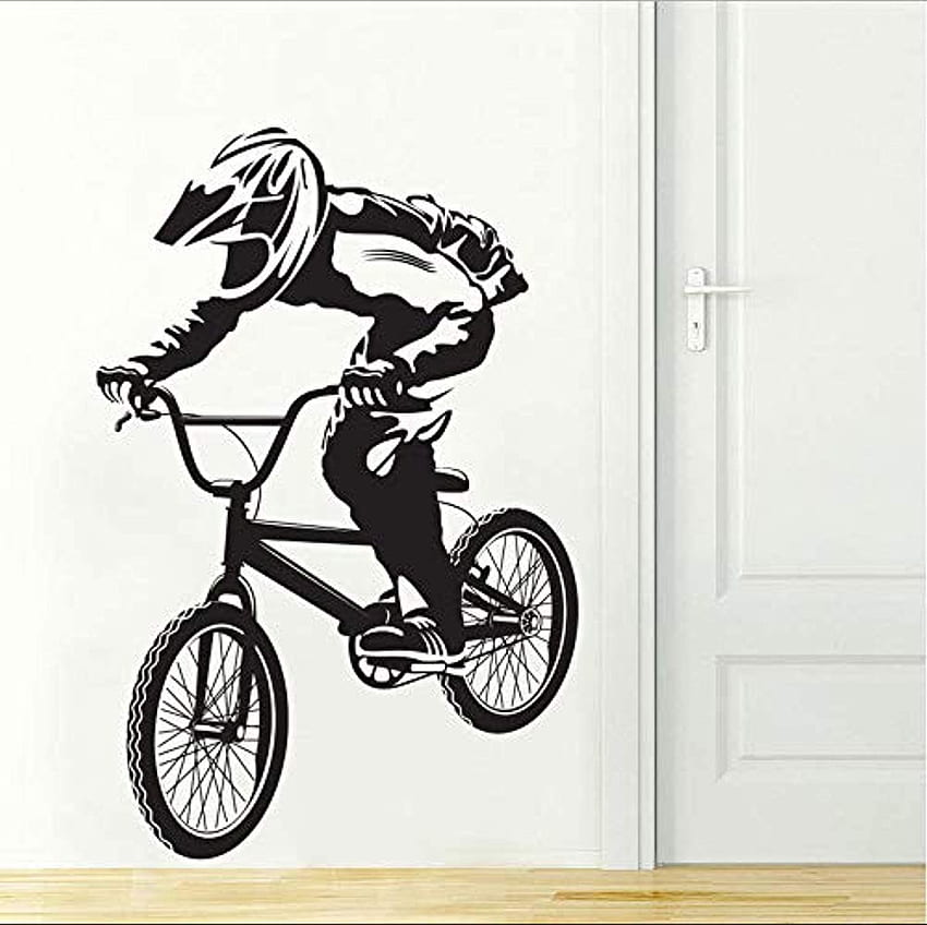 Sepeda BMX Sepeda Biker Anak Laki-laki Seni Dekorasi Plus Ukuran Kamar Tidur Rumah Stiker Dinding Dekorasi Vinyl Stiker IR2957 : Rumah & Dapur Wallpaper HD