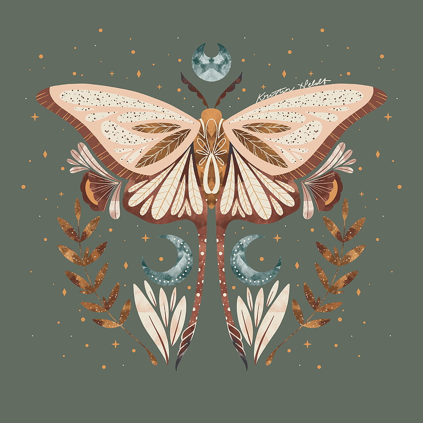 Cosmic Luna Moth Art Print in 2021. Moth art print, Moth art, Hippie art HD telefon duvar kağıdı
