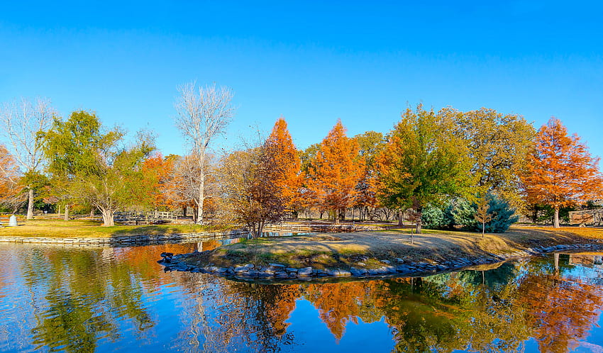 Nature, Autumn, Usa, United States, Pond, Texas, Botanical Park, Botanic Park HD wallpaper
