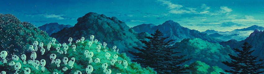Doppio monitor Kodama Princess Mononoke, Studio Ghibli Sfondo HD