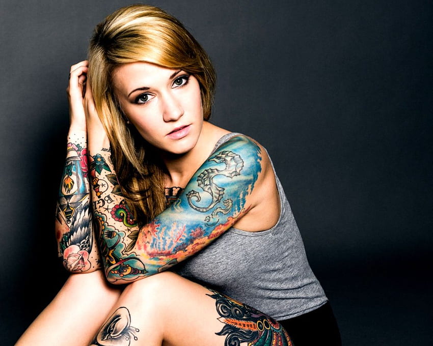 Sleeve Tattoo Girl iPhone 5 HD wallpaper