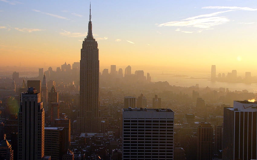 도시, 새벽, 건물, 안개, 고층 빌딩, 뉴욕 HD 월페이퍼