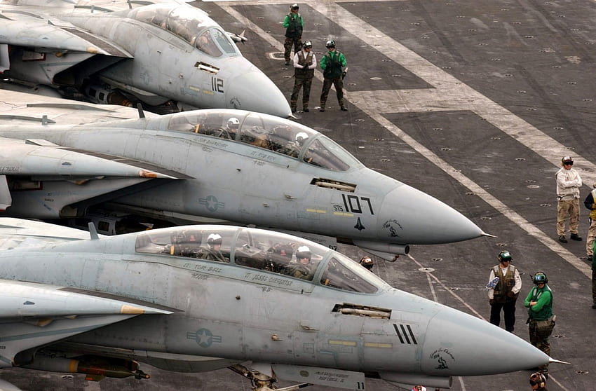 Drei Tomcats bei Alarmstufe 5, Militär, Streitmacht, Bomber, Feuerkraft, Jet, Flugzeug, Flügel, Luft, Flugzeug, Jäger, Rakete HD-Hintergrundbild