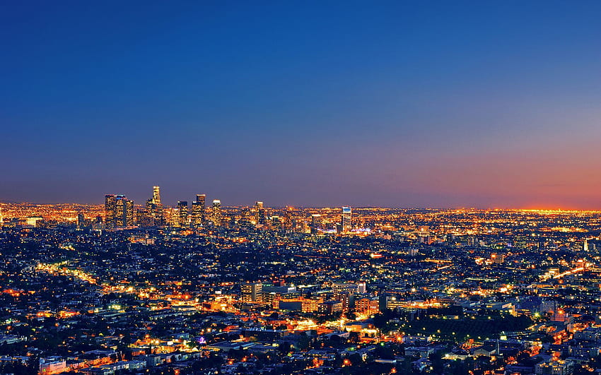 HD wallpaper Los Angeles LA Buildings Skyscrapers Lights Night HD photo  of high rise buildings and city light during nighttime  Wallpaper Flare