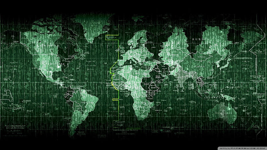 Binarne (59 ) – . Mapa świata, kod, mapa, zielony plik binarny Tapeta HD