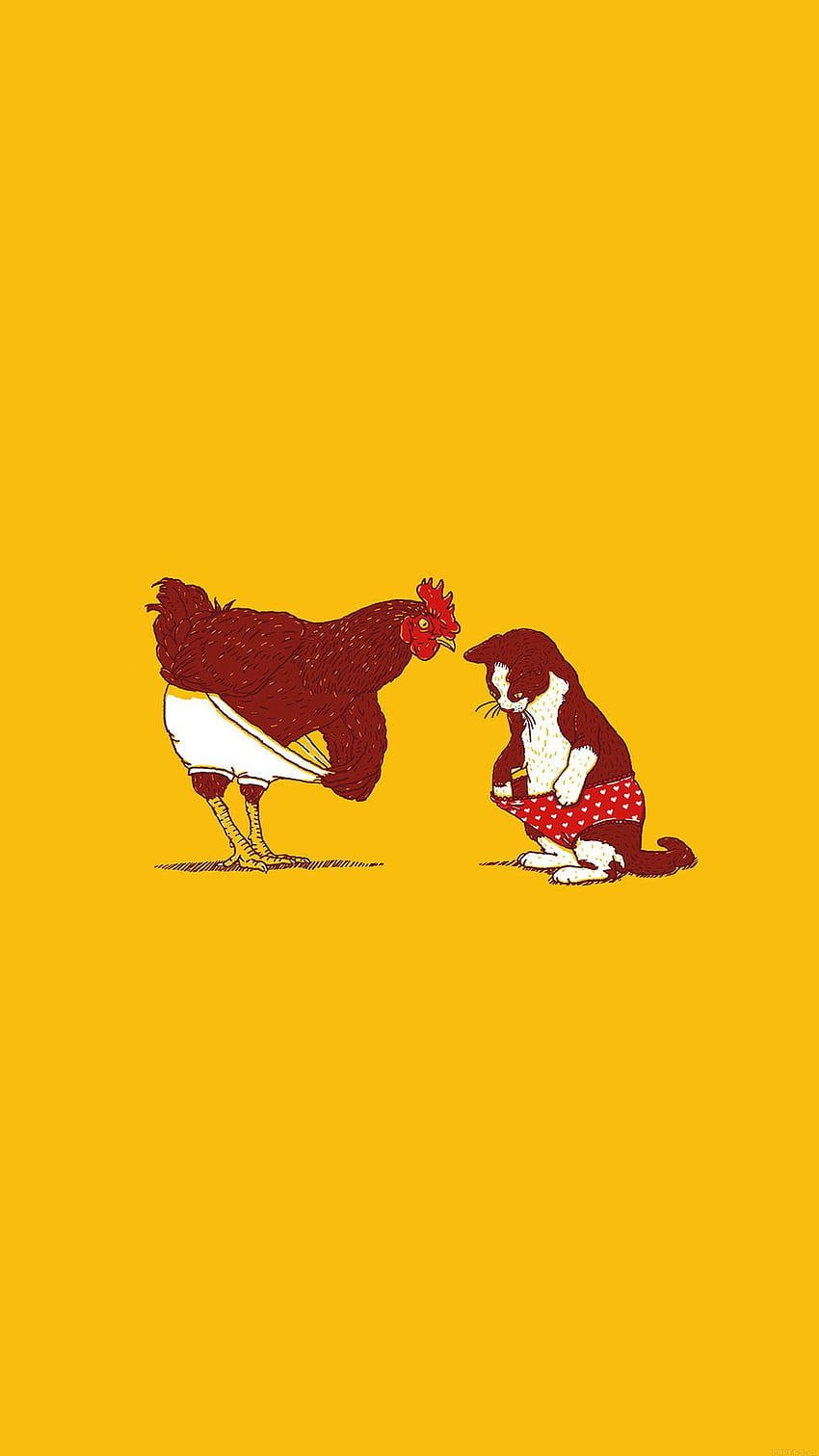 Cat Chicken Underwear Cute Illust Art, Red Chicken HD phone wallpaper