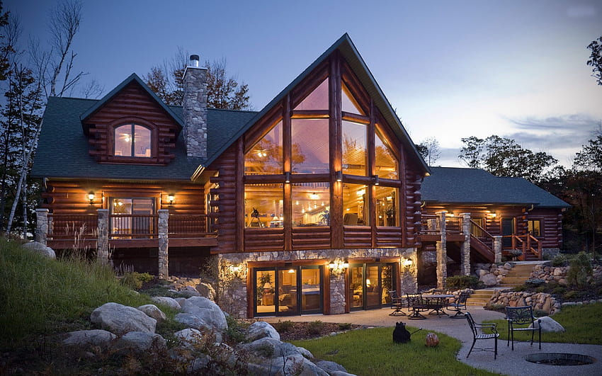 Log Cabin, Ski Lodge HD wallpaper | Pxfuel