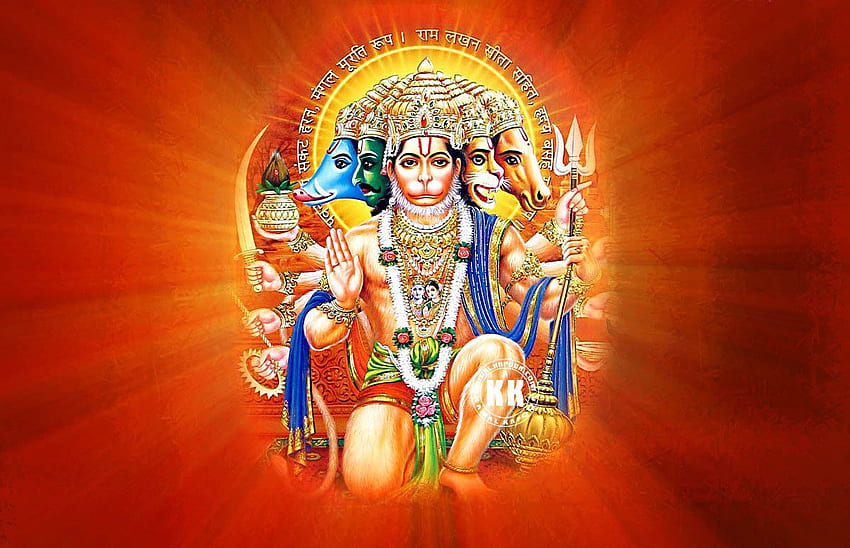 Download Panchmukhi Hanuman With Blazing Sun Wallpaper | Wallpapers.com