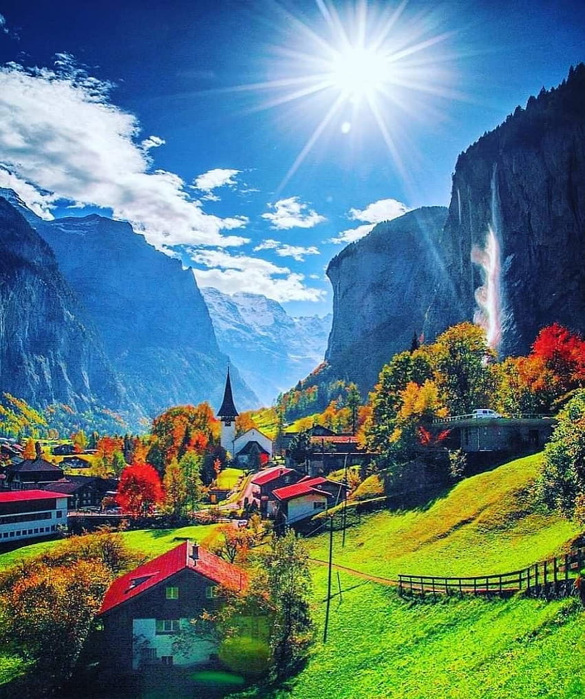 아름다운 마을 스위스, 스위스 마을 HD 전화 배경 화면