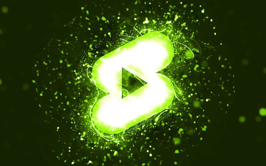 Youtube shorts lime logo, , lime neon lights, creative, lime abstract background, Youtube shorts logo, social network, Youtube shorts HD wallpaper