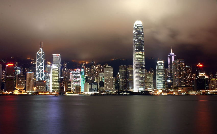 Light Of Hong Kong City Ocean, city, light, hong, kong, ocean HD wallpaper