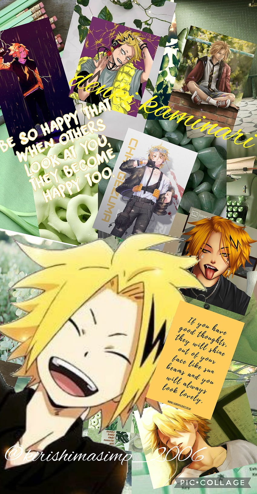 Denki kaminari, green, chargebolt, mha, stun-gun hero: chargebolt, yellow, bnha, cute, japanese, class 1a, positive quotes, anime HD phone wallpaper