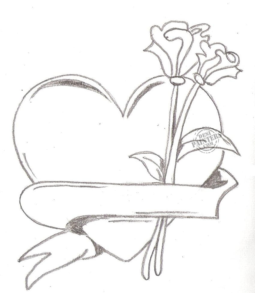 Heart And Rose Drawings In Pencil, Clip Art, Clip Art on Clipart ...
