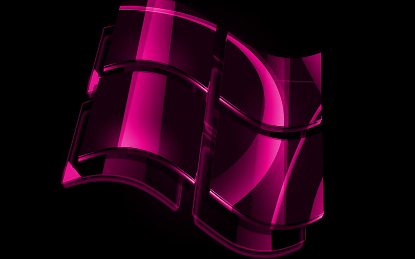 Windows purple logo, purple backgrounds, OS, Windows glass logo, artwork, Windows 3D logo, Windows HD wallpaper
