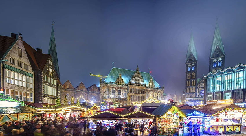 Avrupa'da Noel, Bremen Gecesi HD duvar kağıdı