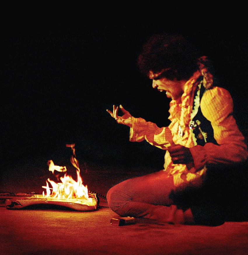Guitar On Fire, Jimi Hendrix HD phone wallpaper