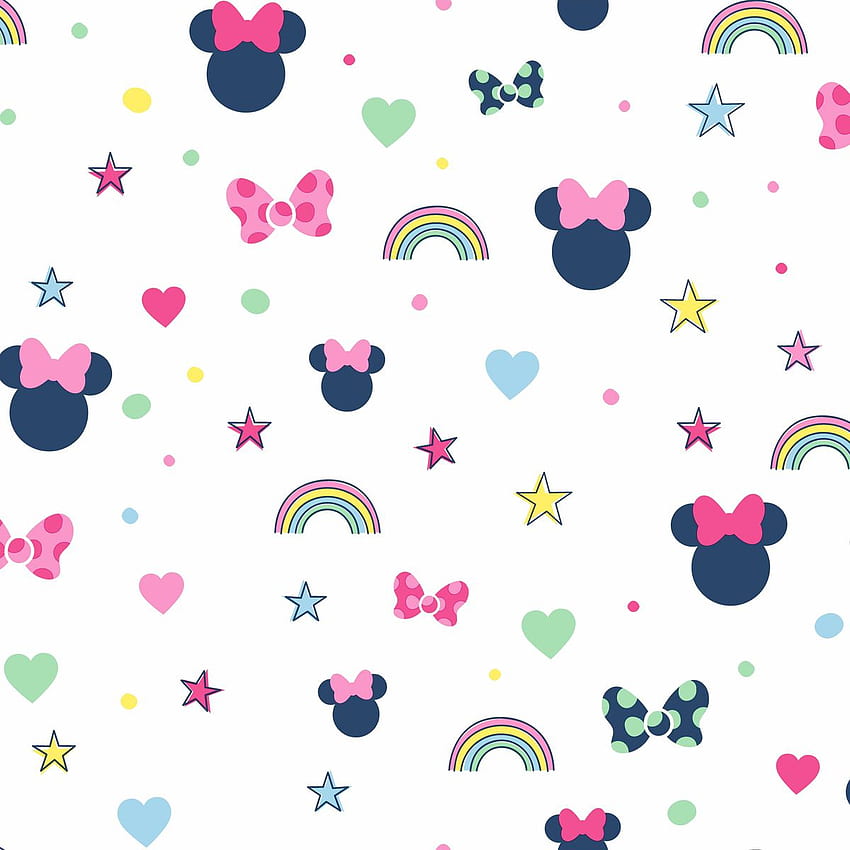 Papel de parede York DI0991 Disney Minnie Mouse Rainbow Pink, Cute Minnie Mouse Glitter Papel de parede de celular HD