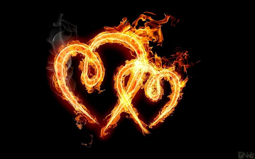 Twin Flame Hearts - -, Пламък на любовта HD тапет