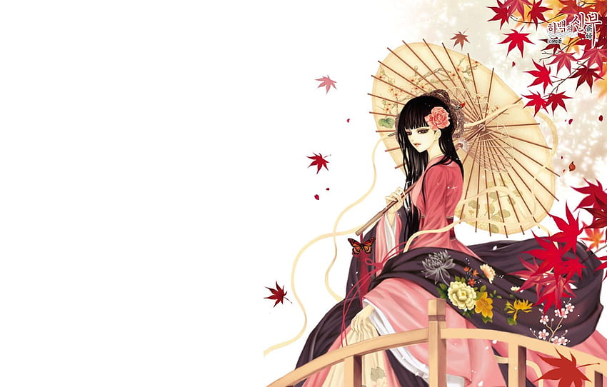 payung, Jepang, Gadis, kecantikan, kimono untuk , bagian прочее, Seni Gadis Jepang Wallpaper HD
