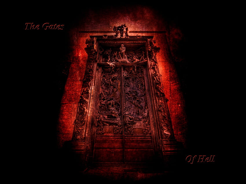 Die Tore der Hölle, gruselig, Denker, Böse, Skulptur, Halloween, Tore, Hölle, Kriechen, von, Rhodin HD-Hintergrundbild