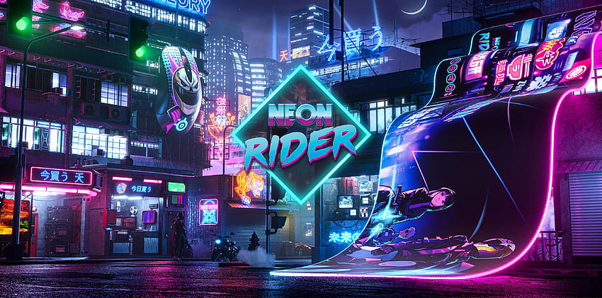 Neon Rider x SteelSeries, motocicleta de neón fondo de pantalla