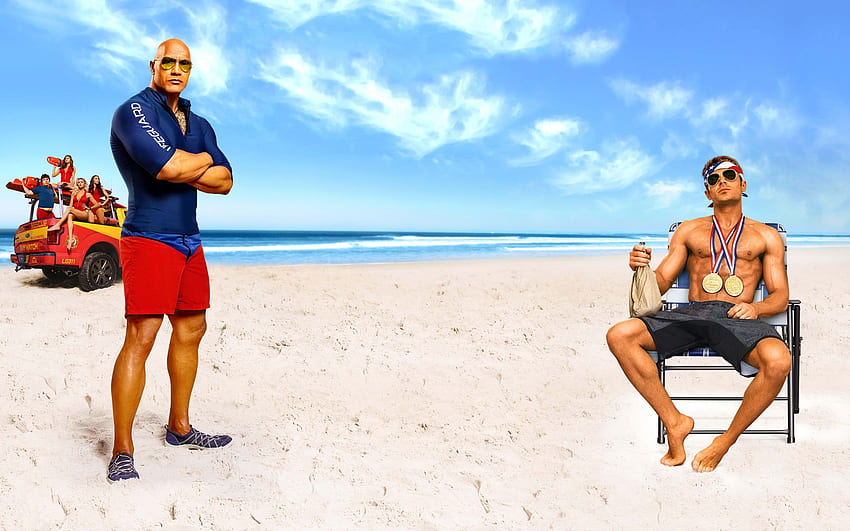 Dwayne Johnson And Zac Efron In Baywatch Movie, Movies HD wallpaper