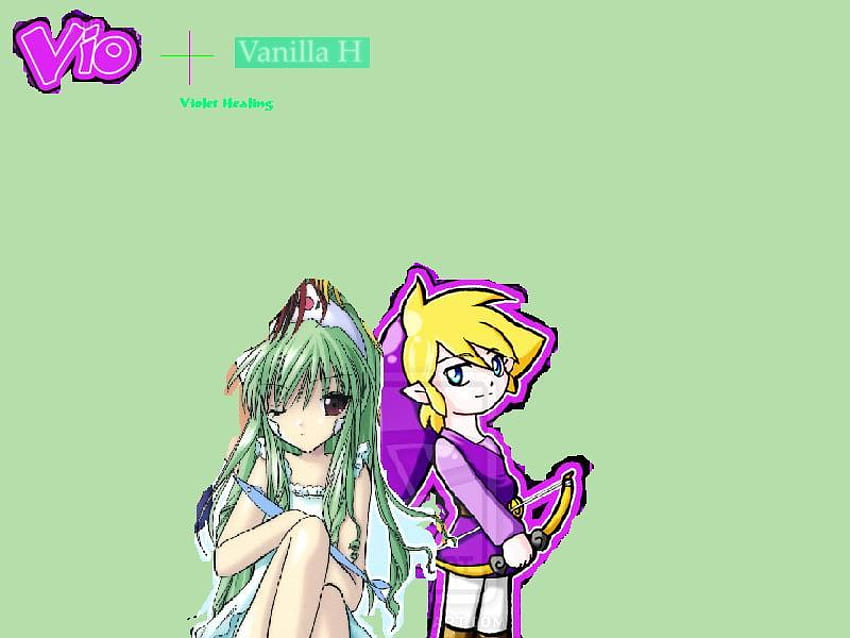 Vio Vanilla-Violet Healing, четири меча, аниме, ванилия, виолетово, зелено, лавандула, галактичен ангел, видео игри, вио HD тапет