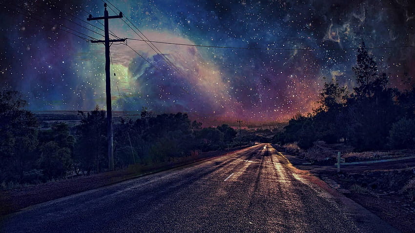 Colorful Sky Empty Road . Art in 2019. Night sky, Colorful Anime Scenery HD wallpaper