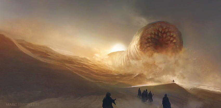 Arte da capa da edição brasileira de Dune Saga como . Por Marc Simonetti. : duna papel de parede HD