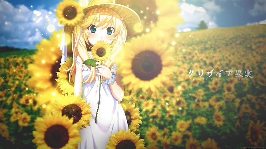 Anime girls sunflowers Grisaia no Kajitsu Matsushima Michiru HD wallpaper