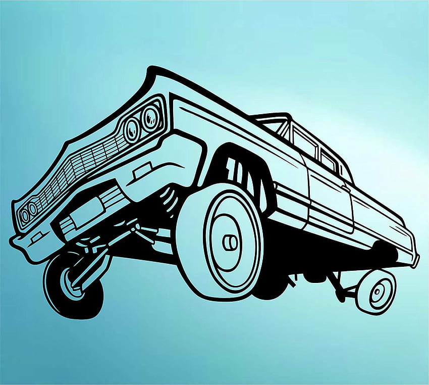 Lowrider Car With Hydraulics Decal Sticker Wall Mural - Easy Lowrider Car Drawings HD wallpaper
